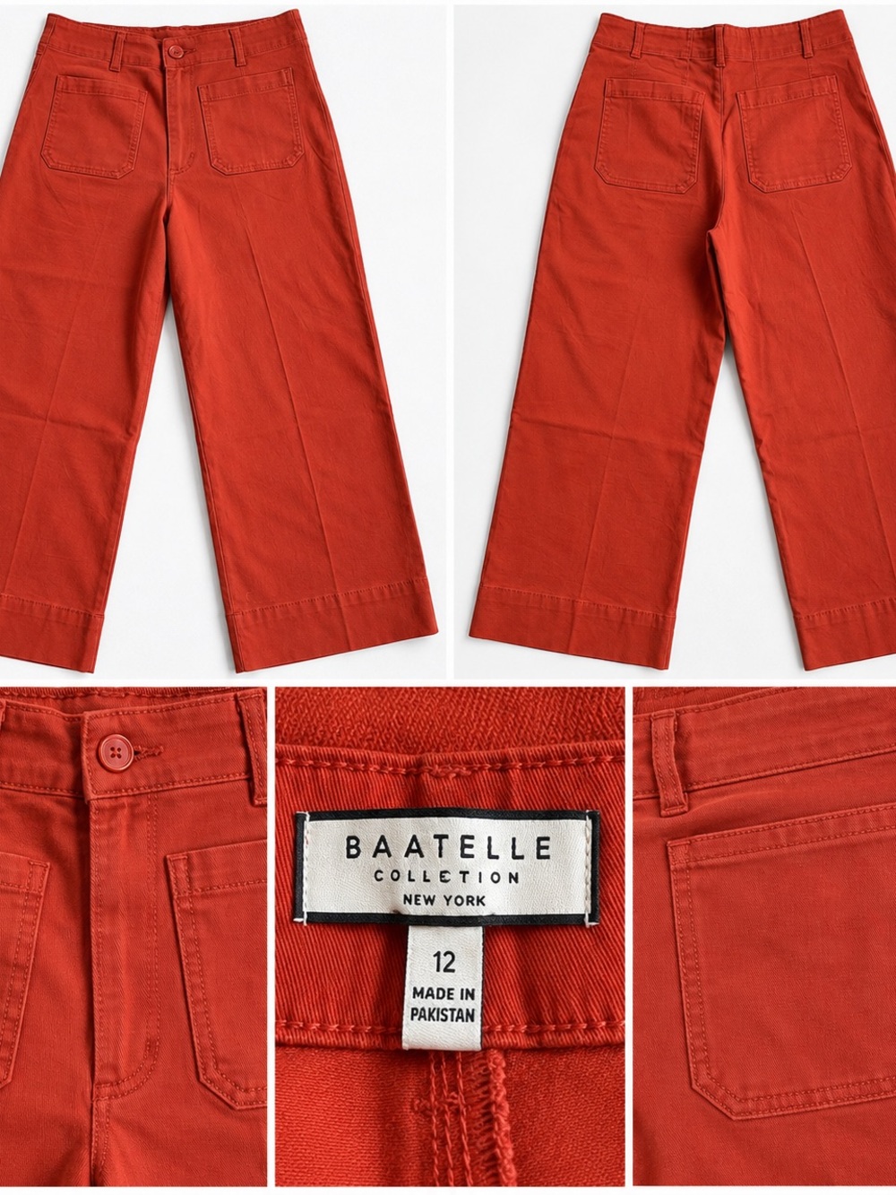 Baatelle Rust Orange Wide-Leg Ankle Pants